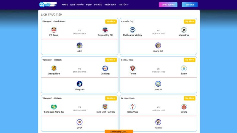 Cập Nhật Tin Tức Giải Đấu Liên Tục Tại 2Qlive 6 Các giải đấu bóng đá hiện có trên 2Qlive